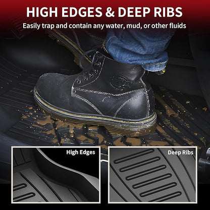 LASFIT Floor Mats Custom Fit for Audi Q5 SQ5 2018-2025(Include Q5/SQ5 Sportback 2021-2025), All-Weather Protection TPE 1st & 2nd Row Car Liners for Audi Accsessories, Odor-Less Easy to Clean, Black