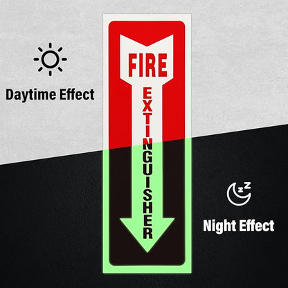 Madrigal Fire Extinguisher Glow in the Dark Sticker Sign,fire extinguisher sign,4Pack-4x12"Premium Self-Adhesive Vinyl for UV, Weather, Scratch, Water and Fade Resistance, Indoor and Outdoor
