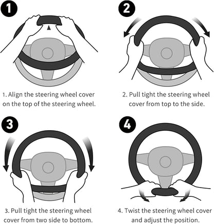 Soft Car Steering Wheel Cover for Sedan, SUV, Warm Luxury Velvet, Odorless, Universal, Anti Slip, Summer Winter, Gray, Standard Size[14" 1/2-15"](37-38cm)