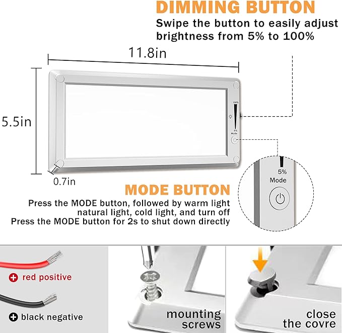 RV Lights Interior,3 Color RV LED Super Bright Fixture,12V RV Ceiling Dome Light with ON/Off Dimmable Switch Energy Saving Gift Package for RV/Camper/Car/Trailer/Boat