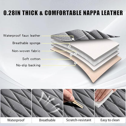 WELLDO Car Seat Covers Full Set, Faux Leather Seat Covers for Cars, Car Seat Protector Waterproof, Non-Slip Car Interior Covers Full Set Universal Automotive Seat Covers for Most Cars SUVs, Gray