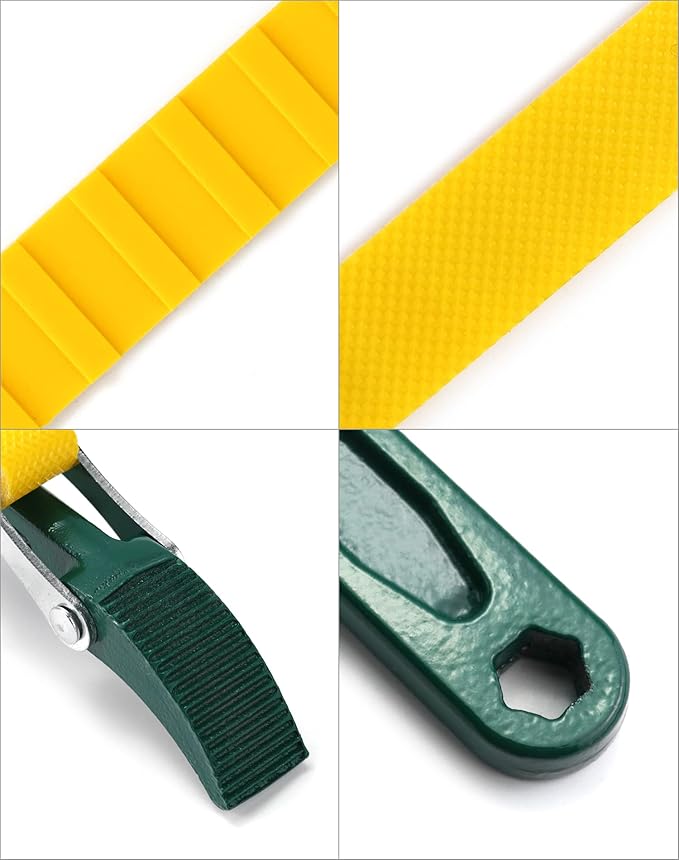 QWORK 15" + 12" Belt Strap Wrench, Multi-Purpose Adjustable Strap Oil Filter Strap Opener Wrench,with 35 7/16 inches Capacity Adjustable Strap, 2 Pack