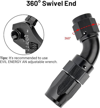 EVIL ENERGY 4AN 60 Degree One Piece Full Flow Hose End Fitting Swivel For CPE Braided Hose
