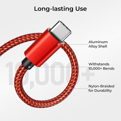 Basesailor USB Type C Charger Cable 3-Pack 3.3/6.6/10FT,Charging Cord for Samsung Galaxy Tab A 10.1 A7 S8 S7 S6 S5E,Z Flip Fold,Note 20,S9 S10 S10E S23 S20 S21 S22 FE Lite Plus Ultra,Google Pixel