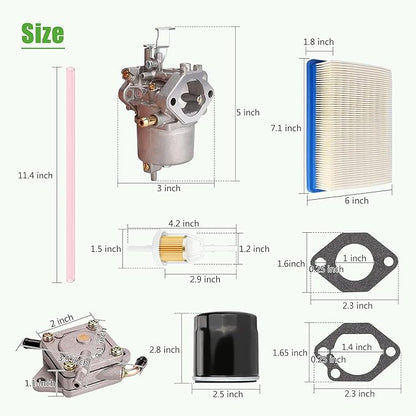 10L0L Golf Cart Carburetor Fuel Pump and Tune Up Kit for FE290 Club Car DS Precedent Turf Carryall Gas Model 1998-Up Air Oil Fuel Filter Replaces OEM 101805601 101905601 1016438 1016439