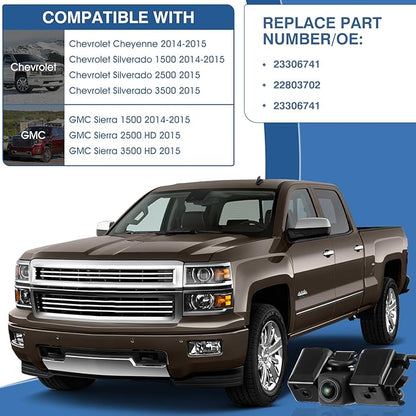Rear View Backup Reverse Camera Fit for Chevrolet Silverado Cheyenne Fit for GMC Sierra 1500 2500 HD 3500 HD 2014 2015,Safety Parking Back Up Assist Camera OE Number 23306741 22803702