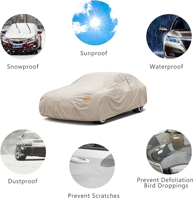 Heavy Duty Outdoor Car Cover Custom Fit for Toyota Corolla, Windproof All Weather Waterproof Sun Rain UV Dust Snow Protection Outdoor Car Covers
