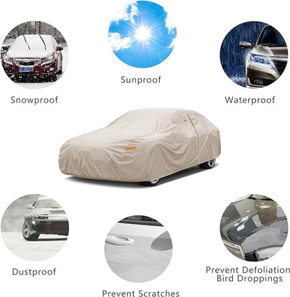 Heavy Duty Outdoor Car Cover Custom Fit for Toyota Prius,Windproof All Weather Waterproof Sun Rain UV Dust Snow Protection Outdoor Car Covers