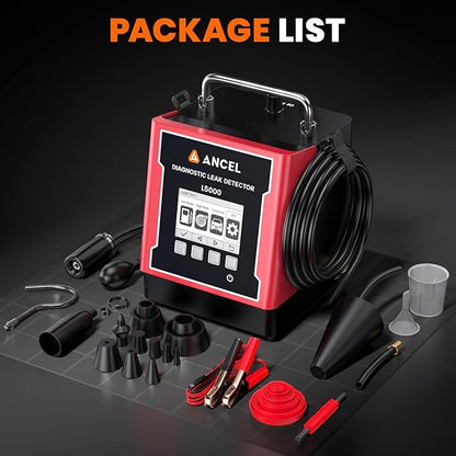 ANCEL L5000 Automotive Smoke Machine Leak Detector with Built-in Air Pump, Low/High Pressure Modes for EVAP Turbo & More, High-Precision LCD Screen, Adjustable Pressure Detects Micro to Major Leaks