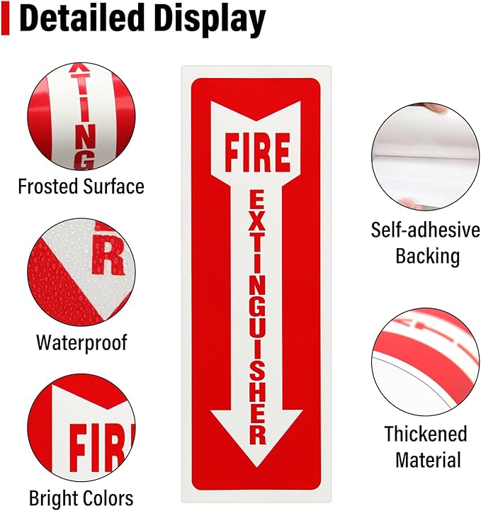 Madrigal Fire Extinguisher Glow in the Dark Sticker Sign,fire extinguisher sign,2Pack-4x12"Premium Self-Adhesive Vinyl for UV, Weather, Scratch, Water and Fade Resistance, Indoor and Outdoor