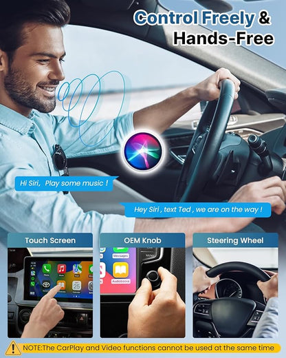 Sehawei Wireless CarPlay & Android Auto Adapter 2025 - Built-in Netflix, YouTube & TF Card Slot - Plug and Play, Convert Wired to Wireless - Compatible with 2015+ Cars, iOS 10+/Android 11+