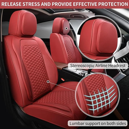 Car Seat Covers Full Set Leather Seat Covers Automotive Seat Covers Universal Car Seat Cover for Most Cars Burgundy