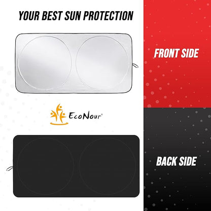 EcoNour Windshield Sun Shade for Tesla Model 3/Y Cars | (2016–2025) Foldable Sun Shield | Tesla Accessories – Upgraded Windshield Fits for Both Tesla Model Y Sunshade and Tesla Model 3 Sunshade