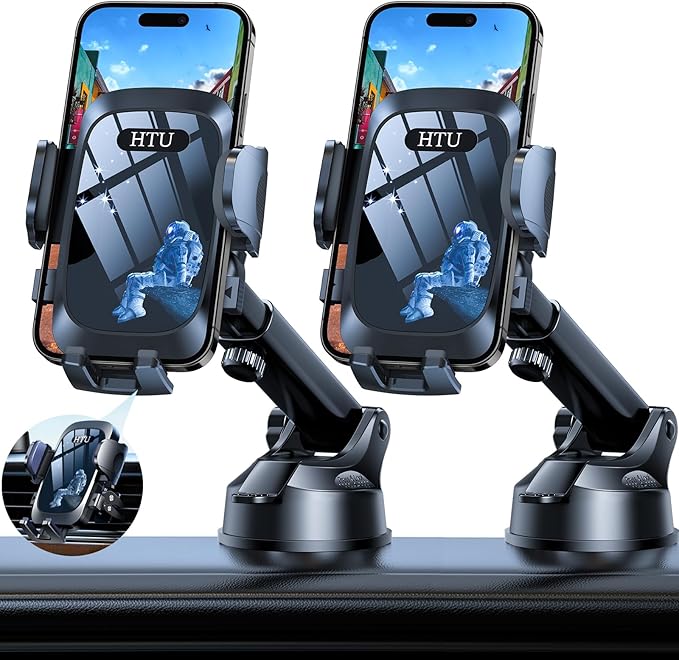 2025 Ultimate Car Phone Holder【80+LBS Strongest Suction & Military-Grade】 Universal Cell Phone Holder Truck Car Mount for Dashboard Windshield Air Vent for iPhone 16 Pro Max 15 Samsung 2pcs (Blue)