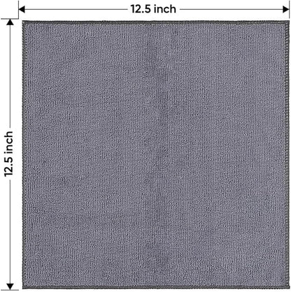 HOMEXCEL Microfiber Cleaning Cloth 12 Pack, 12.5 x 12.5 inch Microfiber Towels for Cars, Ultra Absorbent Car Washing Cloth, Lint Free Streak Free Cleaning Rags for Car, Kitchen, and Window (Grey)