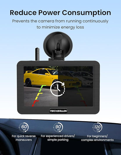 Backup Camera, Solar Wireless Backup Camera with 5" 1080P Monitor, Vehicle Backup Cameras with 5000mAh Solar Battery, IP69K Waterproof Rear View Camera for Car, Van, SUV, Truck, Trailer