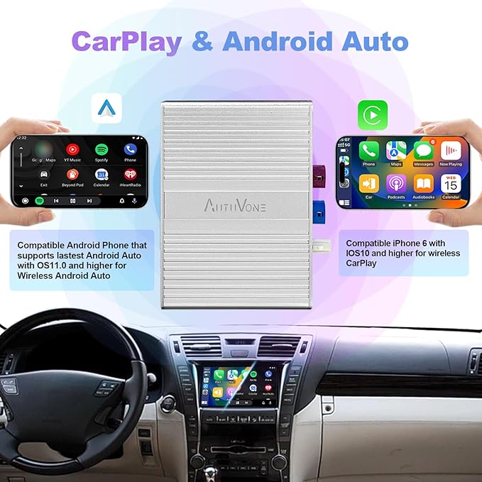 Wireless/Wired Phone Mirroring Android Auto Interface Upgrade Kit for Lexus 2005-2008 is, Support Wireless CarPlay, AirPlay, Cameras, Retaining Car OEM Monitor, Control System
