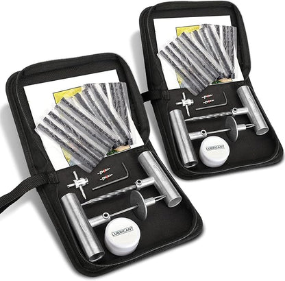 BETOOLL Tire Repair Kit, Sets of 2-24pcs Professional Heavy Duty Universal Emergency Flat Tire Repair Kit, for car Motorcycle, Truck, Golf Cart, ATV, Tractor, ARB, RV, SUV, Trailer etc.(Black)