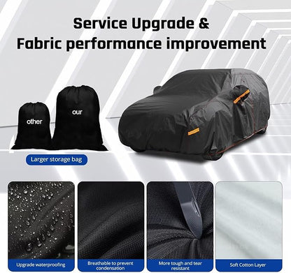 6 Layer Heavy Duty SUV Car Cover Waterproof All Weather Protection with Cotton Liner, Universal Fit Toyota RAV4, Honda CRV, Tesla Model Y, Audi Q5, Nissan Rogue, Mazda CX-5, Kia Sorento
