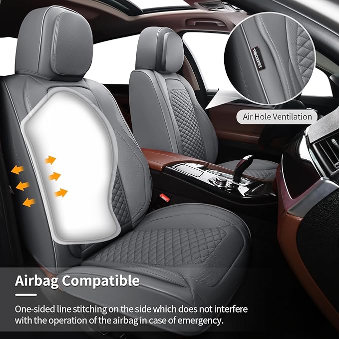 Car Seat Covers Full Set Leather Seat Covers Automotive Seat Covers Universal Car Seat Cover for Most Cars Gray