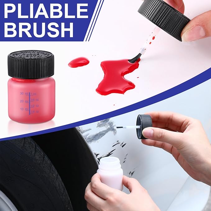 Maxcheck 120 Pcs Touch up Paint Bottles with Applicator Brush and Lids 2 oz and 1 oz Liquid Capacity Plastic Leftover Touch up Paint Container with Mixing Ball for Fixing Wall Stone Chip Car Surface