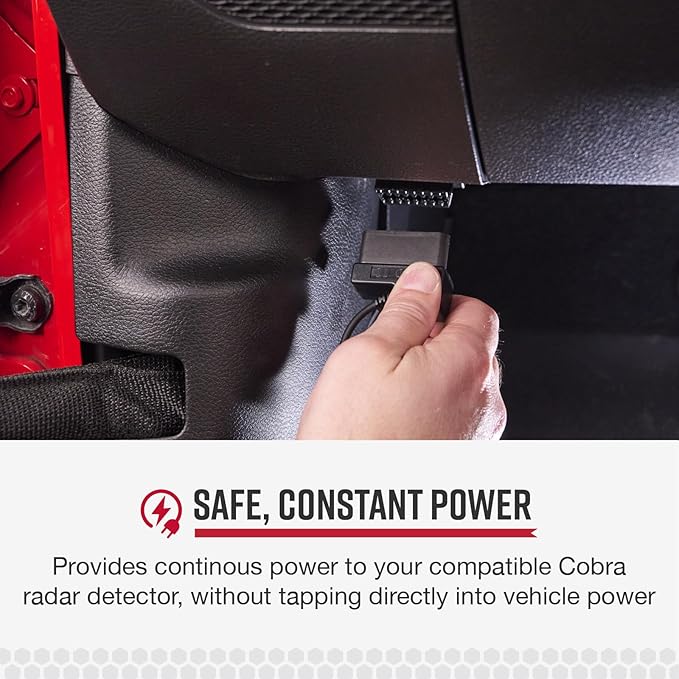 Cobra OBDII to Barrel Connector Power Cord Radar Detectors, Compatible RAD350 380 450 480i 700i for Windshield or Mirror Mount Applications