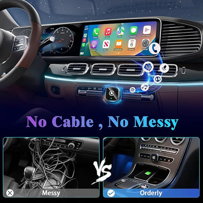 Wireless CarPlay Adapter for iPhone, 2025 Upgrade Convert Wired to Wireless Car Play Dongle, Mini Size USB Design for Apple CarPlay Adapter, USB-A/Type-C, No Delay, Plug and Play & Stable Control