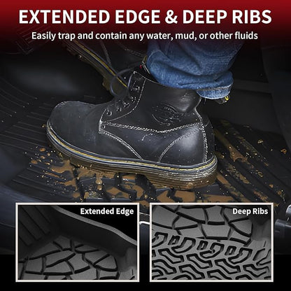LASFIT Floor Mats Cargo Liner for Ford Bronco 2-Door 2025 2024 2023 2022 2021(Not for Bronco Sport) All Weather Custom Fit TPE Car Mats, Front Rear Rows and Trunk Mat, 4pcs Black
