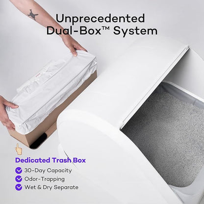 (Upgraded) Popur X5 Self Cleaning Cat Litter Box - Unique Open Top Split System - Automatic Litter Scooping Robot, Odor-Seal, 24 Inch Tray, 30-Day Capacity, 33 lbs. Load, 99% Leakproof (Cardboard Bin)