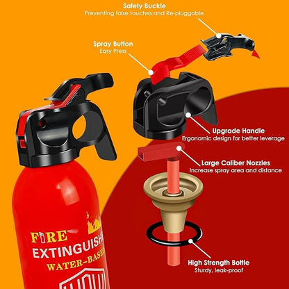 WPW 620ml Large Upgraded 8-in-1 Fire Extinguisher for Home with Wall Mount Portable Fire Extinguisher For Vehicle Car Boat Kitchen Emergency Supplies, Water-Based Solution For A, B, C, K Fire (3 Pack)