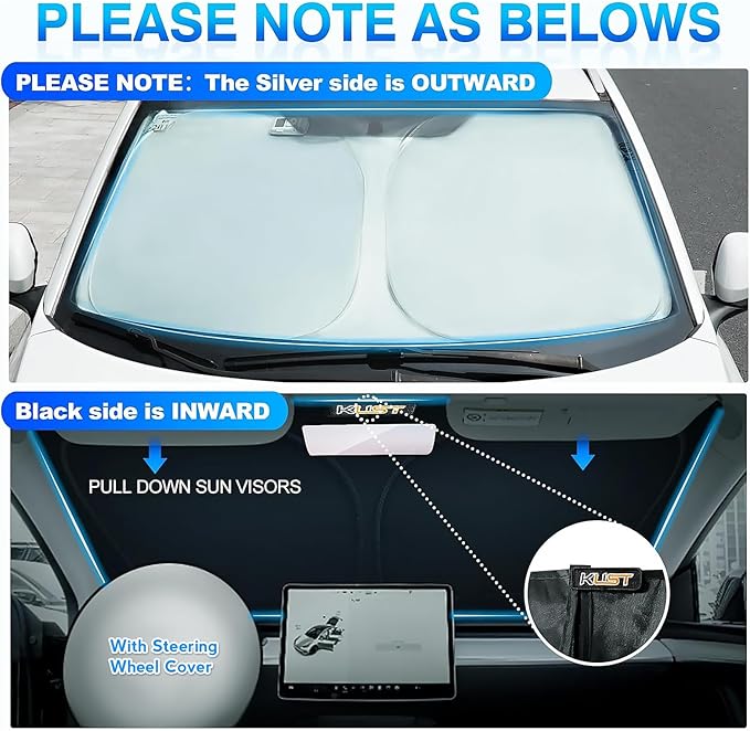 KUST Windshield Sun Shade for Toyota Tacoma 2016-2025 2026 Accessories 2Dr 4Dr Pickup Truck, Custom Fit Car Front Window Sunshade Sun Visor Protector Foldable Blocks UV Rays Keep Car Cooler
