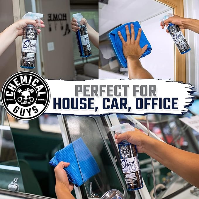Chemical Guys CLD3001602 Streak Free Glass & Window Cleaner (Works on Mirrors, Navigation Screens & More; Car, Truck, SUV and Home Use), Ammonia Free & Safe on Tinted Windows, (2 Pack) 16 fl oz