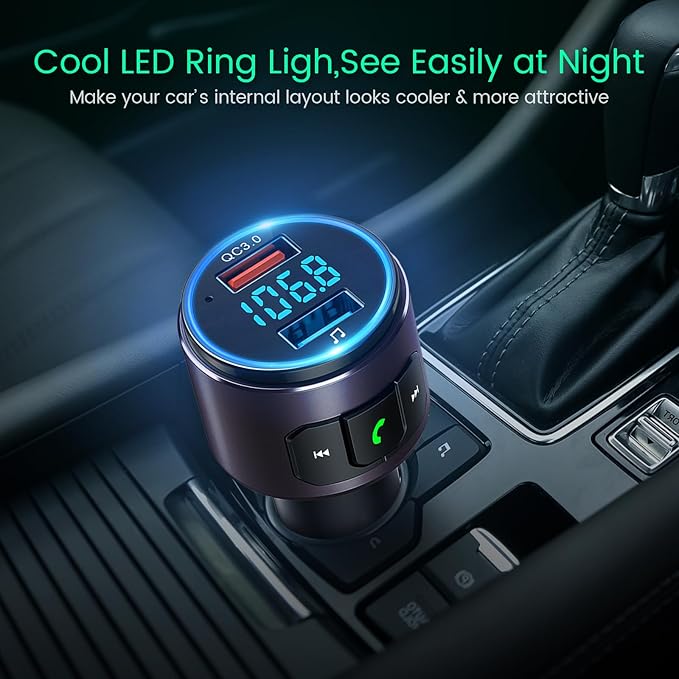 Upgraded V5.0 FM Transmitter for Car-Brown…