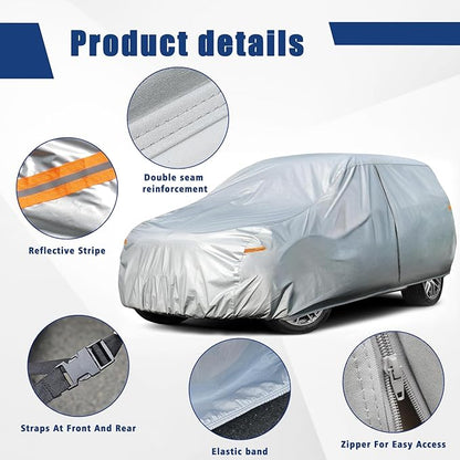 Kayme 6 Layers Car Cover Custom Fit for Chrysler Voyager/Pacifica (2016-2025) Waterproof All Weather for Automobiles, Outdoor Full Cover Rain Sun UV Protection.Silver