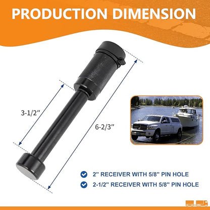Trailer Hitch Locks, 5/8'' Dia and 3-1/2” Long Trailer Lock Fits Class III IV 2" and 2-1/2"Receiver Tubes for Trailer Truck Car and Boat Receiver Lock (2 Pack)