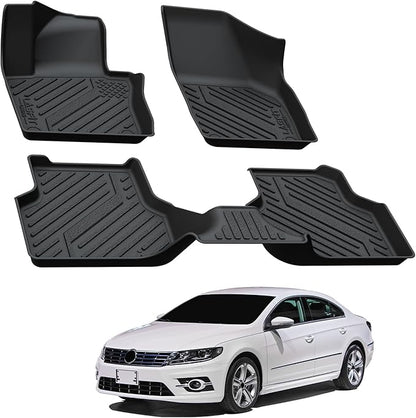 LASFIT Floor Mats Custom Fit for Volkswagen Jetta 2011-2018 (Not Fit for Jetta SportWagen), All-Weather Protection TPE 1st & 2nd Row Car Liners for VW Accsessories, Black Odor-Less Easy to Clean