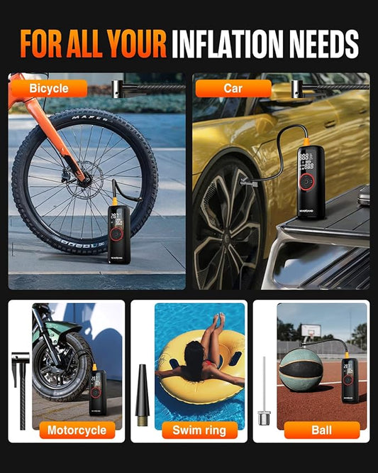 NEVERLAND Tire Inflator Portable Air Compressor - Auto Portable Air Pump for Car Tires, 150PSI Electric Air Inflator for Car Tires, Bike, Bicycle, Motorcycle, Ball Inflation