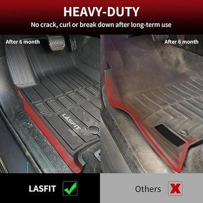 LASFIT Floor Mats for Jeep Grand Cherokee L 2021-2025 (ONLY for 6-Passenger Without Center Console) All Weather TPE Custom Fit Car Mats Floor Liners 1st & 2nd & 3th Row, Black