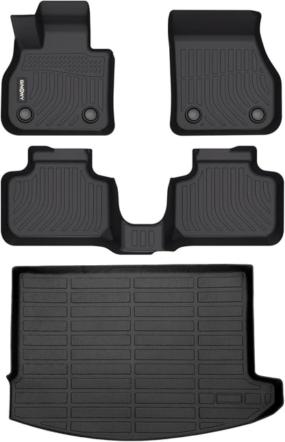 GINOWY-Floor Mats & Cargo Liner for Mini Countryman F60 2017-2024 (Not for Manual Transmission), TPE All Weather Countryman Car Mats Non-Slip Trunk Mat Floor Liners Waterproof Accessories Mats Black