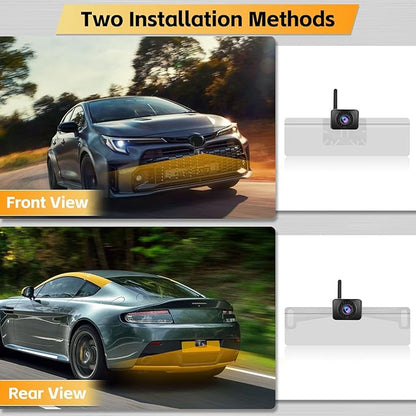 Hikity Wireless Backup Camera System 4.7 Inch Car Monitor Kit HD 1080P License Plate Rear View Camera, Digital Stable Signal, Night Version, IP68 Waterproof, Reverse Camera for Cars