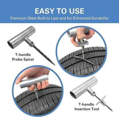 CKAuto Universal Tire Repair Kit, Heavy Duty Car Emergency Tool Kit for Flat Tire Puncture Repair, 36 Pcs Value Pack, Tire Plug Kit fit for Autos, Cars, Motorcycles, Trucks, RVs, etc.