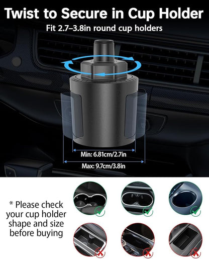 12V Car fan, 3-Speed Portable Vehicle Fan for Front Seat, Cigarette Lighter Powered with Car Charger, Mounted in Cup Holder, 360° Rotation, Car Necessities for Dog/SUV/RV/Truck/Van