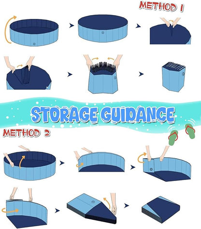 Giant Dog Pool 97"x16", Hyperzoo Foldable Dog Swimming Pool, Hard Plastic PVC Leakproof Doggie Wading Collapsible Pet Bathing Tub for Puppy Small Medium Large Dogs and Kids, Blue