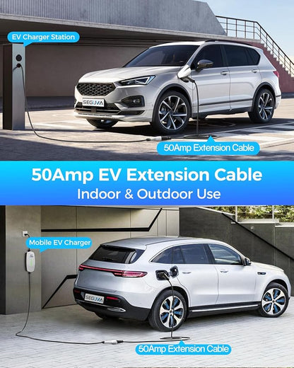 EV Charger Extension Cable, 21ft 50Amp J1772 Extension Cable Compatible with 110V-240V SAE J1772 EV Chargers, Suitable for J1772 EVs/PHEVs, Level 1/ Level 2 IP66 Car Charger Extension Cord with Bag