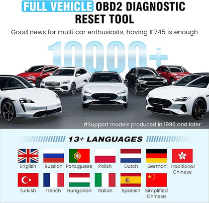 BOSSCOMM IF745 OBD2 Scanner, All Systems Car Code Reader Scan Tool with 6 Resets, ABS Bleeding/OiL/EPB/SAS/Throttle/Battery, Car Scanner Diagnostic Tool for All Cars, Easy to Use, Lifetime Free Update