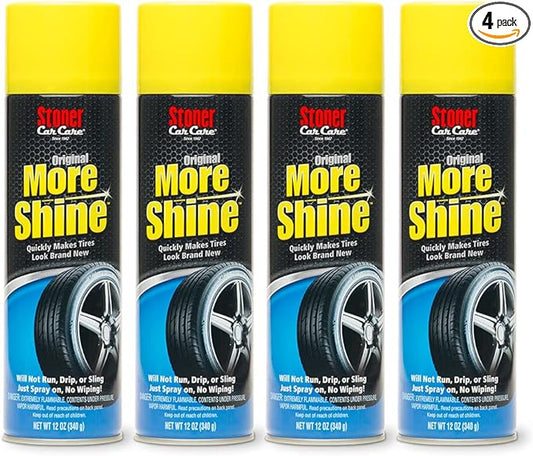 Stoner Car Care 91044-4PK Original More Shine Tire Finish for Tire and Wheel Care Creates a Long-Lasting, Rain-Resistant Tire Shine, Makes Faded Tires Look New, Non-Greasy Formula, 12 Oz, Pack of 4