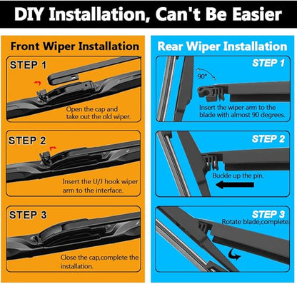 AUTOBOO 26"+18" Windshield Wipers with 14" Rear Wiper Blade Replacement for Jeep Cherokee 2022 2021 2020 2019 2018 2017 2016 2015 2014 - Original Factory Quality (Pack of 3)
