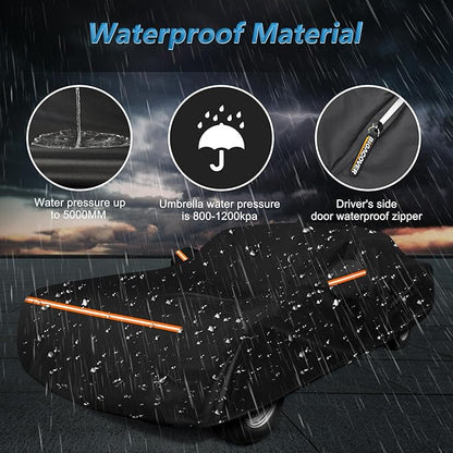 Car Cover for Ford Mustang 1964-1968, Waterproof 210D Oxford Cloth and Cotton Cover Outdoor Full Car Covers with Zipper Windproof Heavy Duty All Weather with Wind, Sun, UV and Dust Protectio
