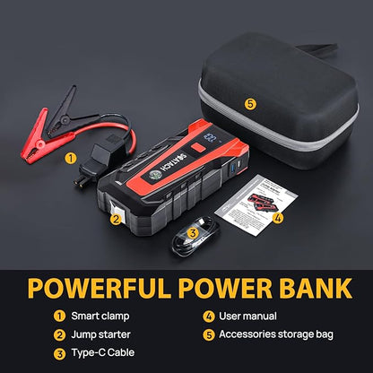 Scatach 011 Car Battery Jump Starter,4000A 12V Jump Starter Battery Pack (up to 10.0L Gasoline and 8.0L Diesel Engine), Portable Jump Box with 3 Modes Flashlight and Jumper Cable Black