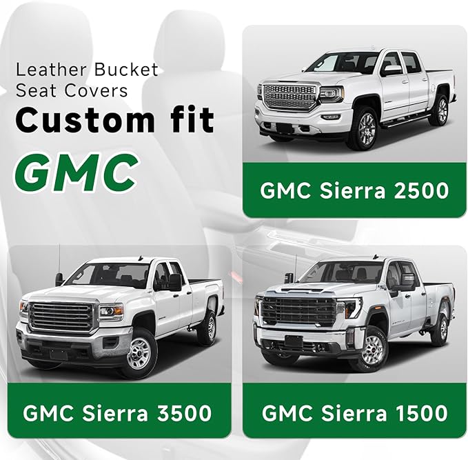 GIANT PANDA Fit GMC Sierra 1500 2500 3500 Front Car Seat Cover, 3D Air Mesh Breathable Seat Protector（Black） 2-Pack